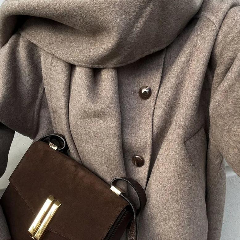 ELENA Oversized Sjaal-Kraag Jas
