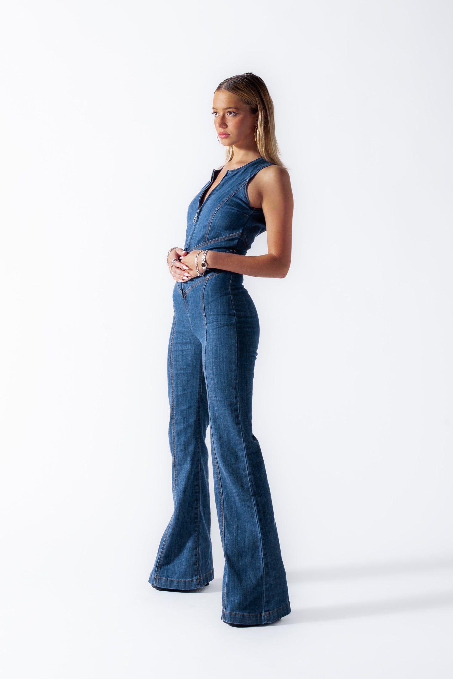SAKURA Hartvormige Denim Jumpsuit
