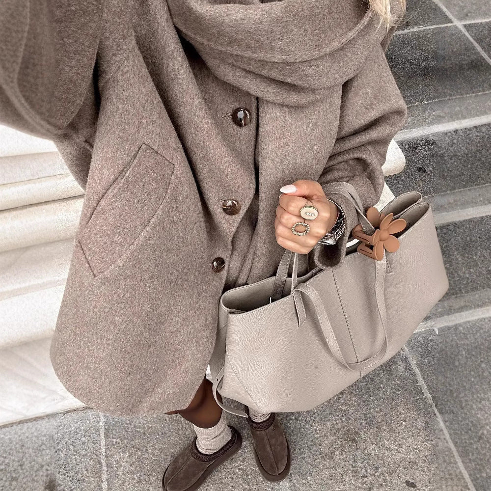 ELENA Oversized Sjaal-Kraag Jas